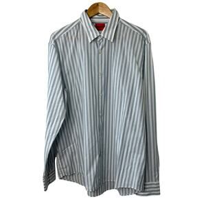 Hugo Boss Casual Slim Fit Blue & White Stripe Long Sleeve Button-Up Shirt XXL